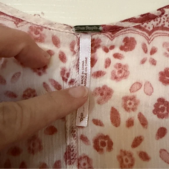 Free People Red and Off White Boho Blouse - Picture 3 of 10